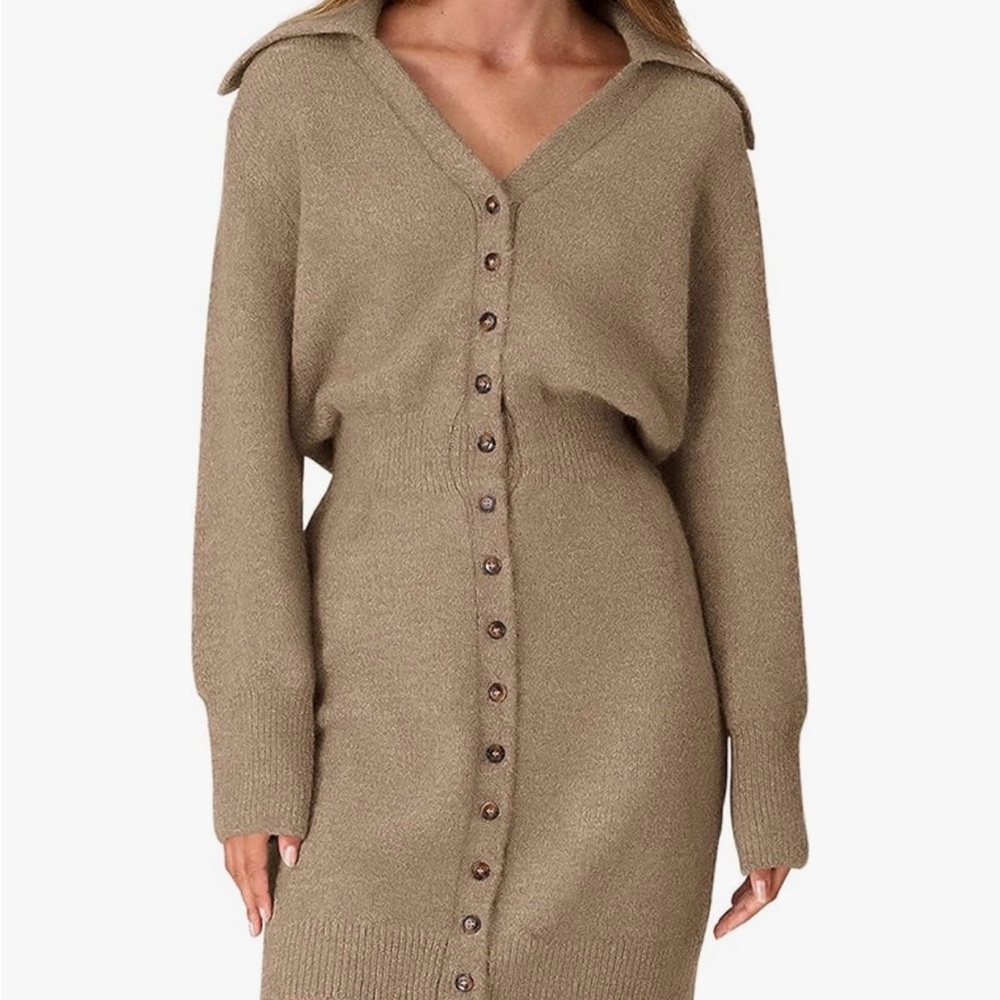 Sweater dress Trendy Long Sleeve Button Down Fall 2025